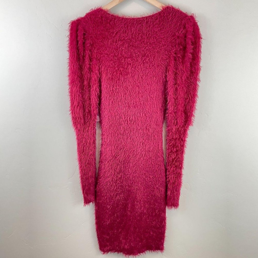 4Si3nna red mini fuzzy puff sleeve sweater dress M - Picture 4 of 13